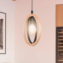 Pendelleuchte Basildon aus Holz/Stahl, einflammig