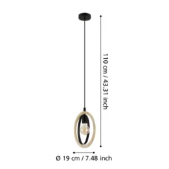 Pendelleuchte Basildon aus Holz/Stahl, einflammig