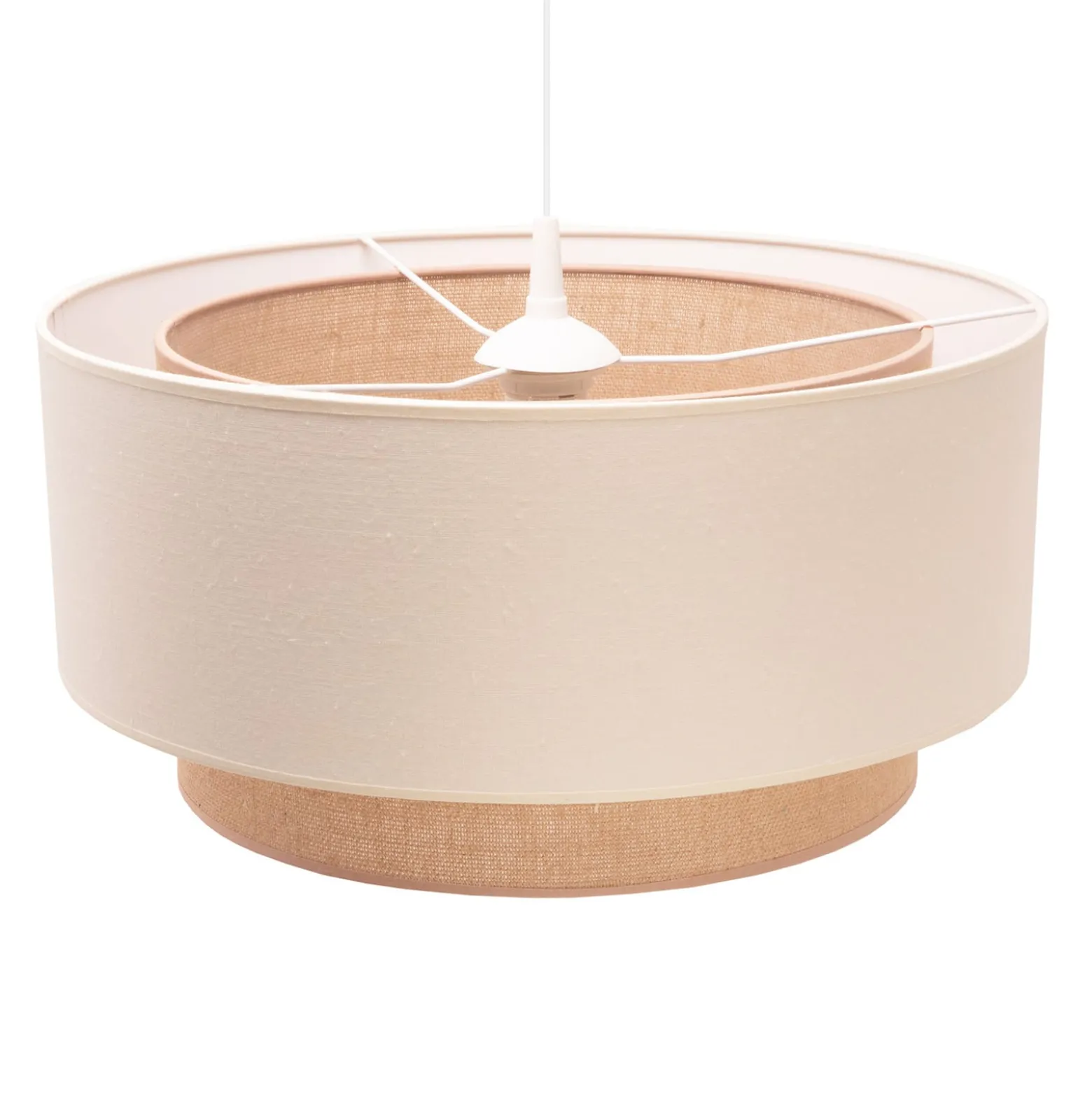 Pendelleuchte Boho, ecru/braun, Ø 45 cm, Textil