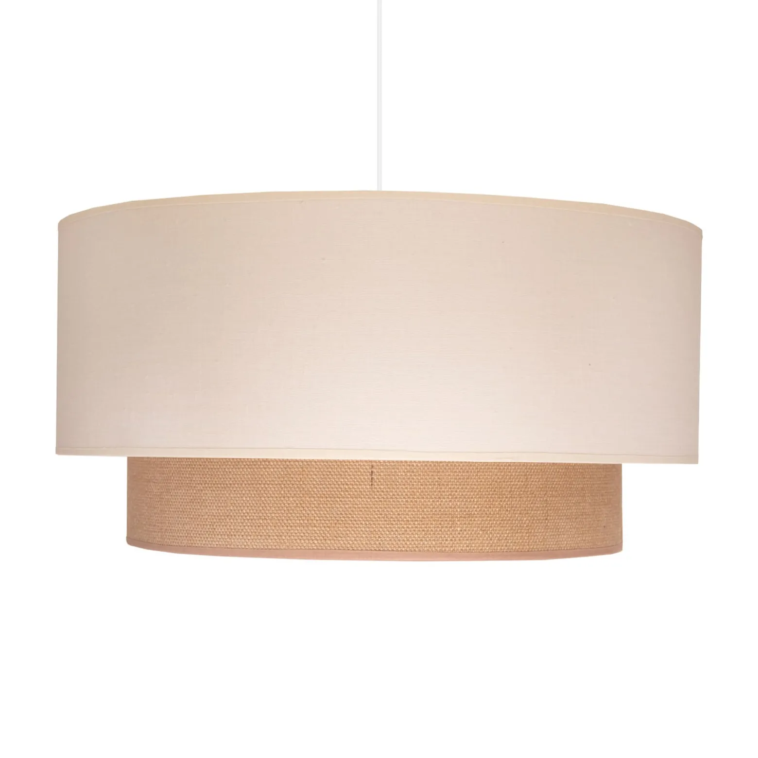 Pendelleuchte Boho, ecru/braun, Ø 45 cm, Textil