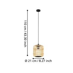 Pendelleuchte Bordesley mit Holzschirm 21 cm