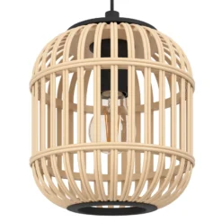 Pendelleuchte Bordesley mit Holzschirm 21 cm