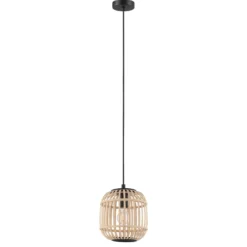 Pendelleuchte Bordesley mit Holzschirm 21 cm