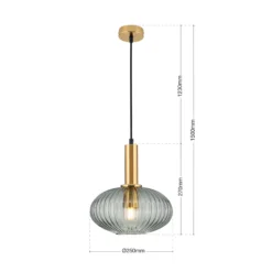 Pendelleuchte Carneval, altmessing/rauchgrau, Ø 25 cm, Glas