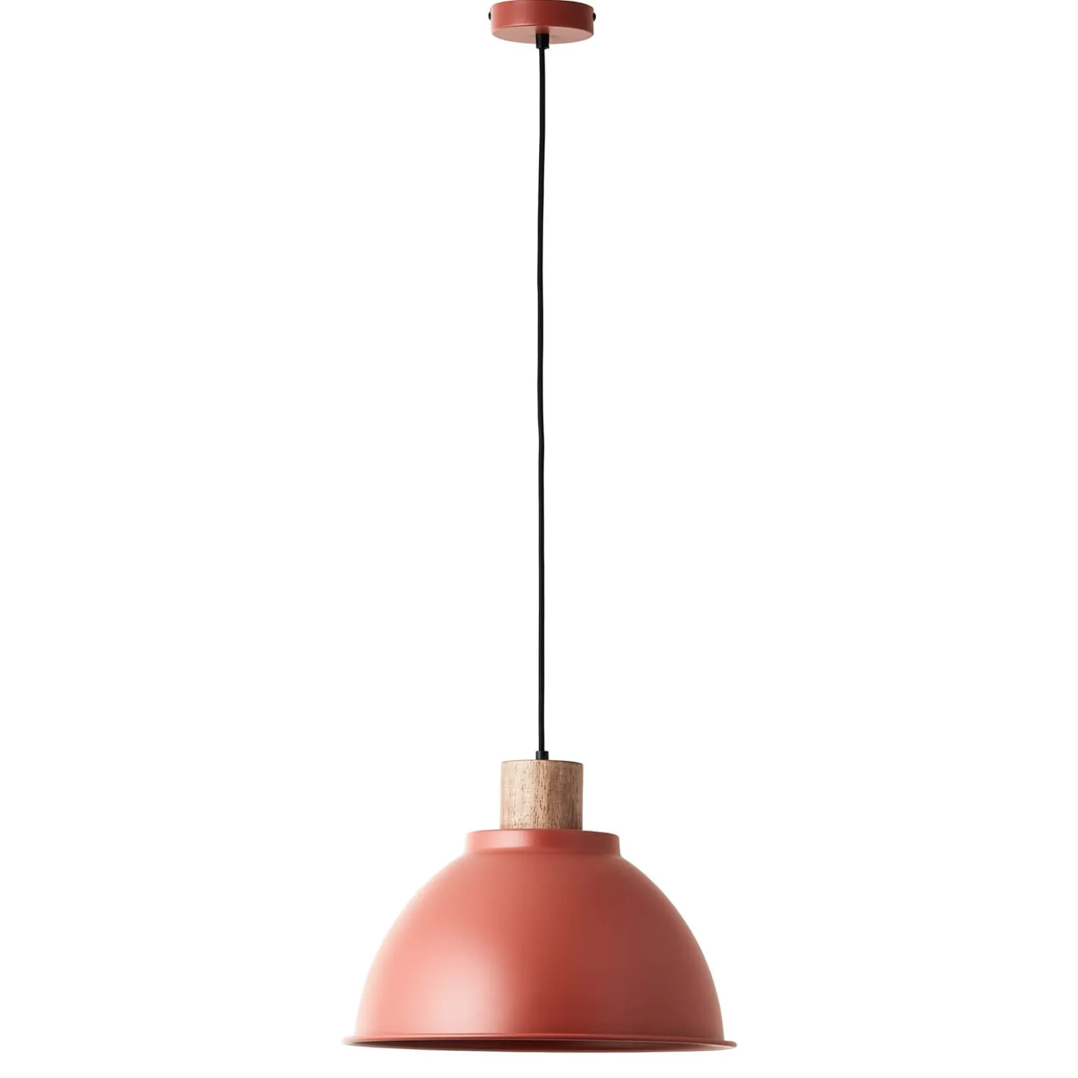 Pendelleuchte Erena mit Holzdetail, rot