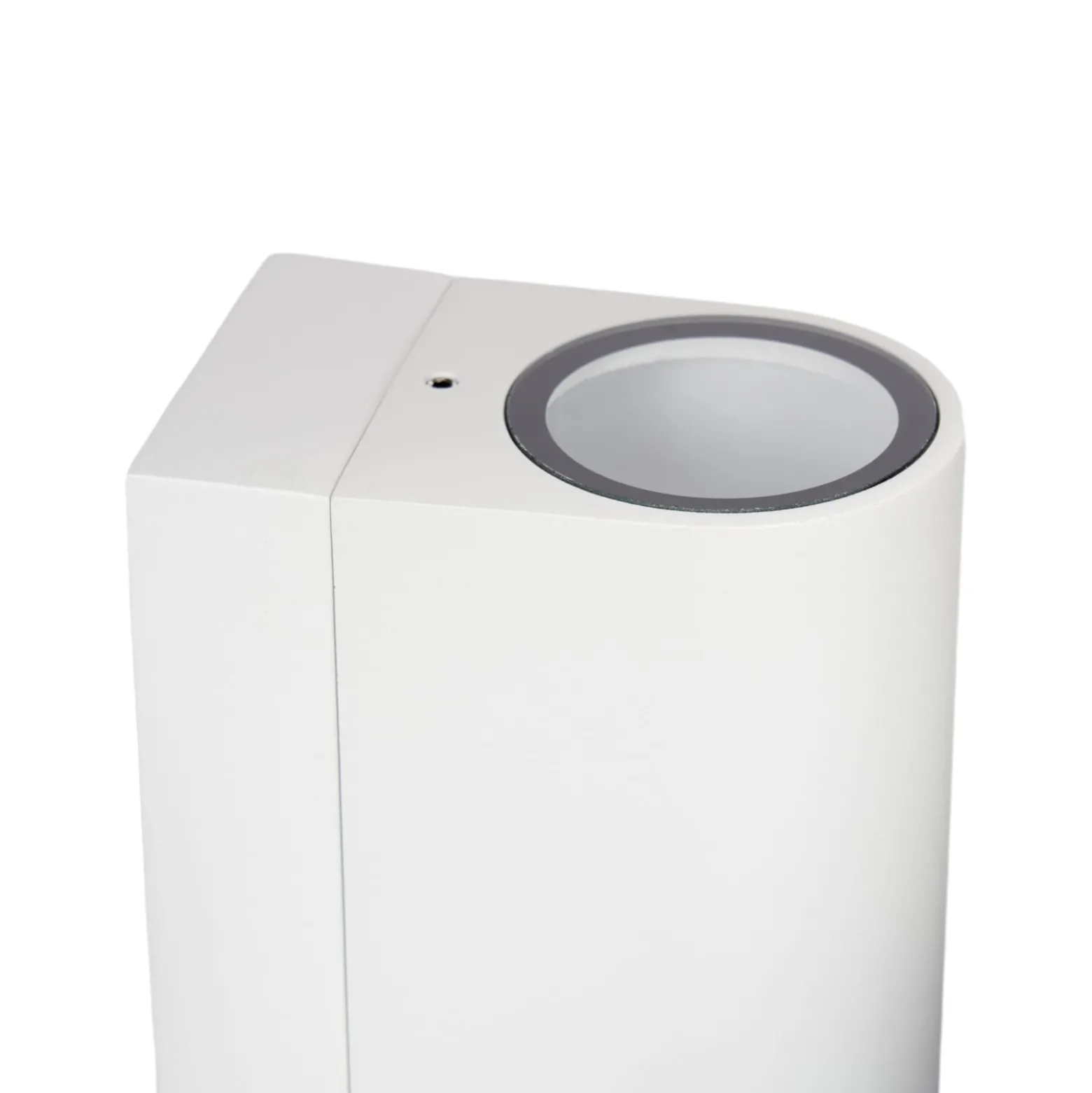 Prios Außenwandleuchte Tetje, weiß, rund, Sensor