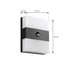 Prios LED-Außenwandleuchte Teekon, anthrazit, Sensor, IP44