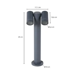 Prios Sockelleuchte Tulimar, 45 cm, anthrazit, 2-flg., Alu