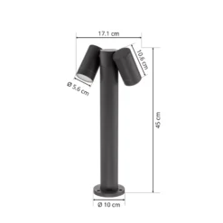 Prios Sockelleuchte Tulimar, 45 cm, anthrazit, 2-flg., Alu