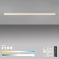 PURE LED-Deckenlampe Lines, weiß, 110 cm, CCT, Fernbedienung