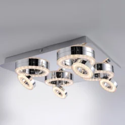 Quadratische LED-Deckenlampe Tim mit 8 Ringen