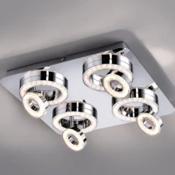 Quadratische LED-Deckenlampe Tim mit 8 Ringen