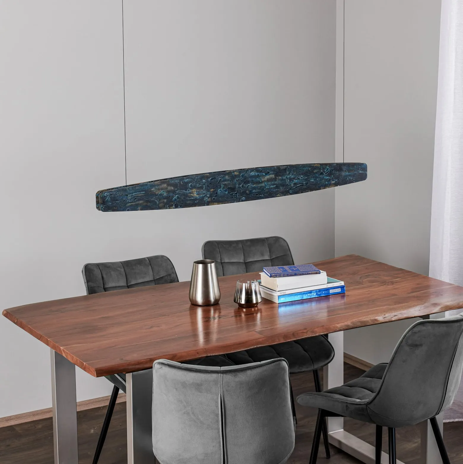 Quitani Lysia LED-Pendel, oxidiert/schwarz, 118 cm