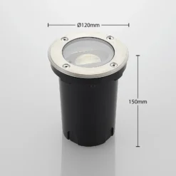 Runde LED-Bodeneinbauleuchte Doris, Edelstahl