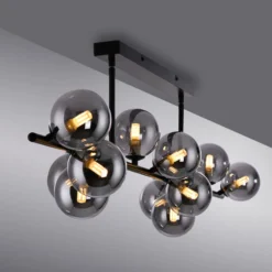 SCHÖNER WOHNEN Deckenleuchte Dubai, Rauchglas, 13-fl., G9