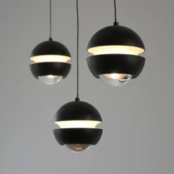 SCHÖNER WOHNEN LED-Hängelampe Lini schwarz 3-fl. lang 3.000K