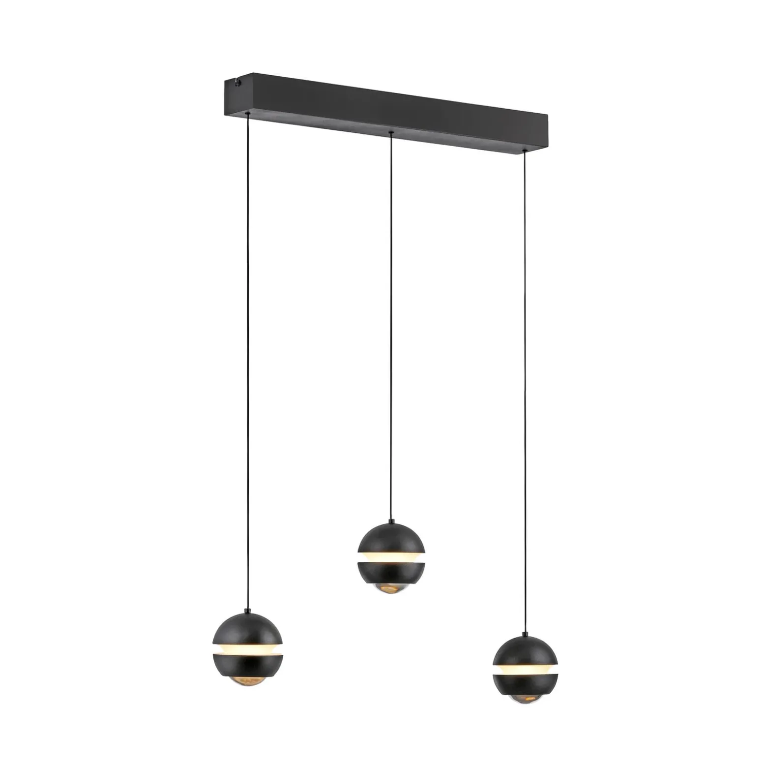 SCHÖNER WOHNEN LED-Hängelampe Lini schwarz 3-fl. lang 3.000K