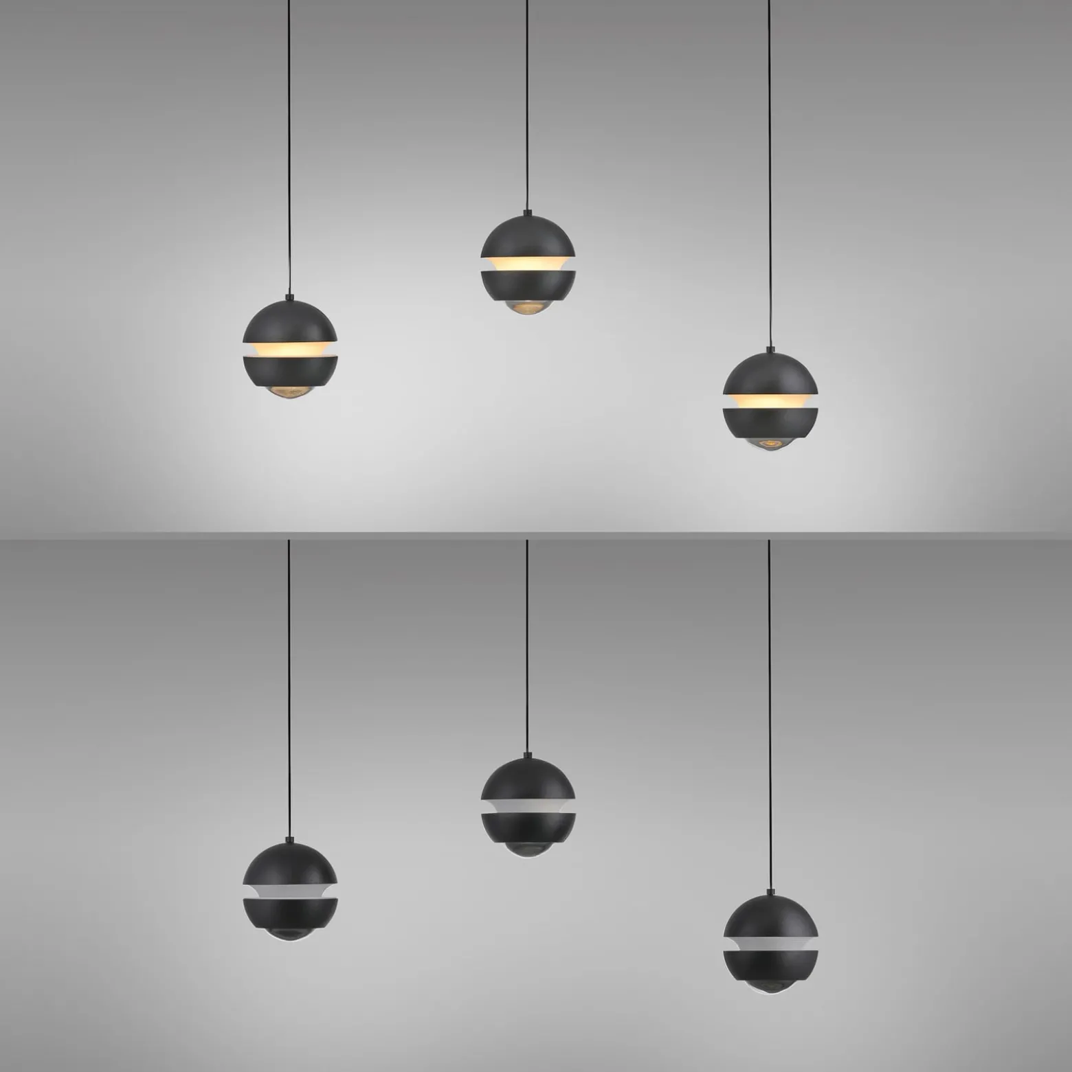 SCHÖNER WOHNEN LED-Hängelampe Lini schwarz 3-fl. lang 3.000K