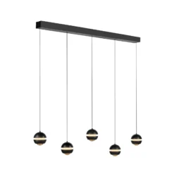 SCHÖNER WOHNEN LED-Hängelampe Lini schwarz 5-fl. lang 3.000K