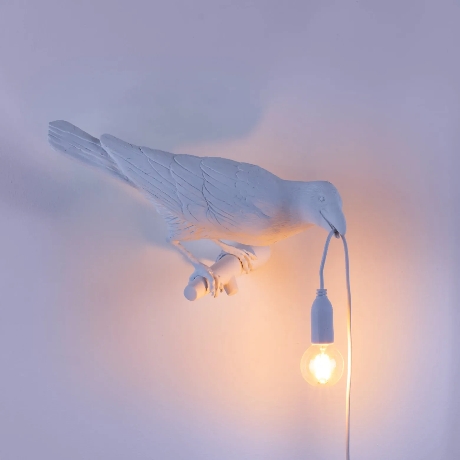SELETTI Bird Lamp Dekoaußenwandlampe, rechts, weiß