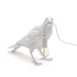 SELETTI Bird Lamp LED-Dekoleuchte, wartend, weiß