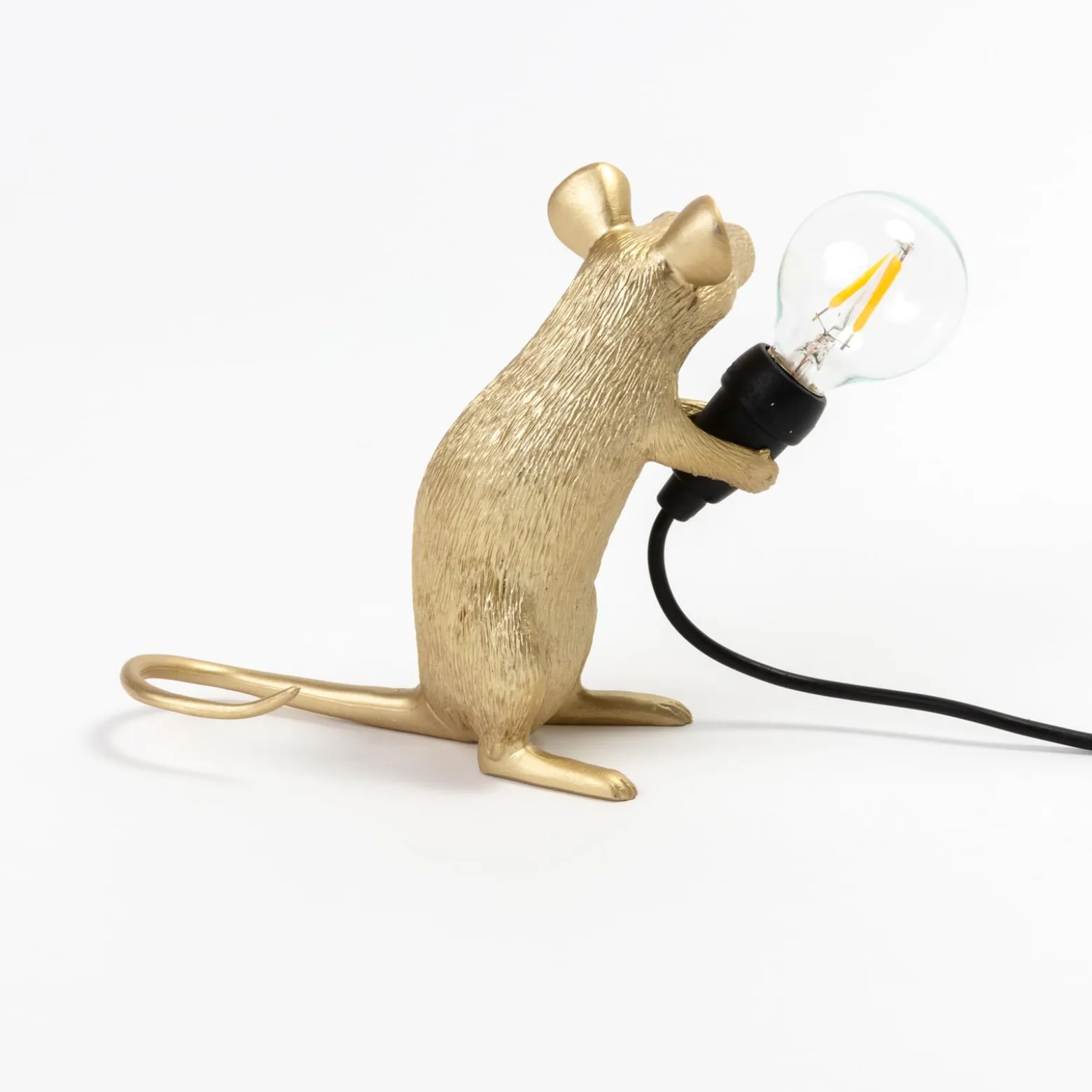 SELETTI Mouse Lamp LED-Dekolampe USB sitzend gold