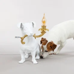 SELETTI Rio LED-Deko-Tischleuchte, Hund in Weiß