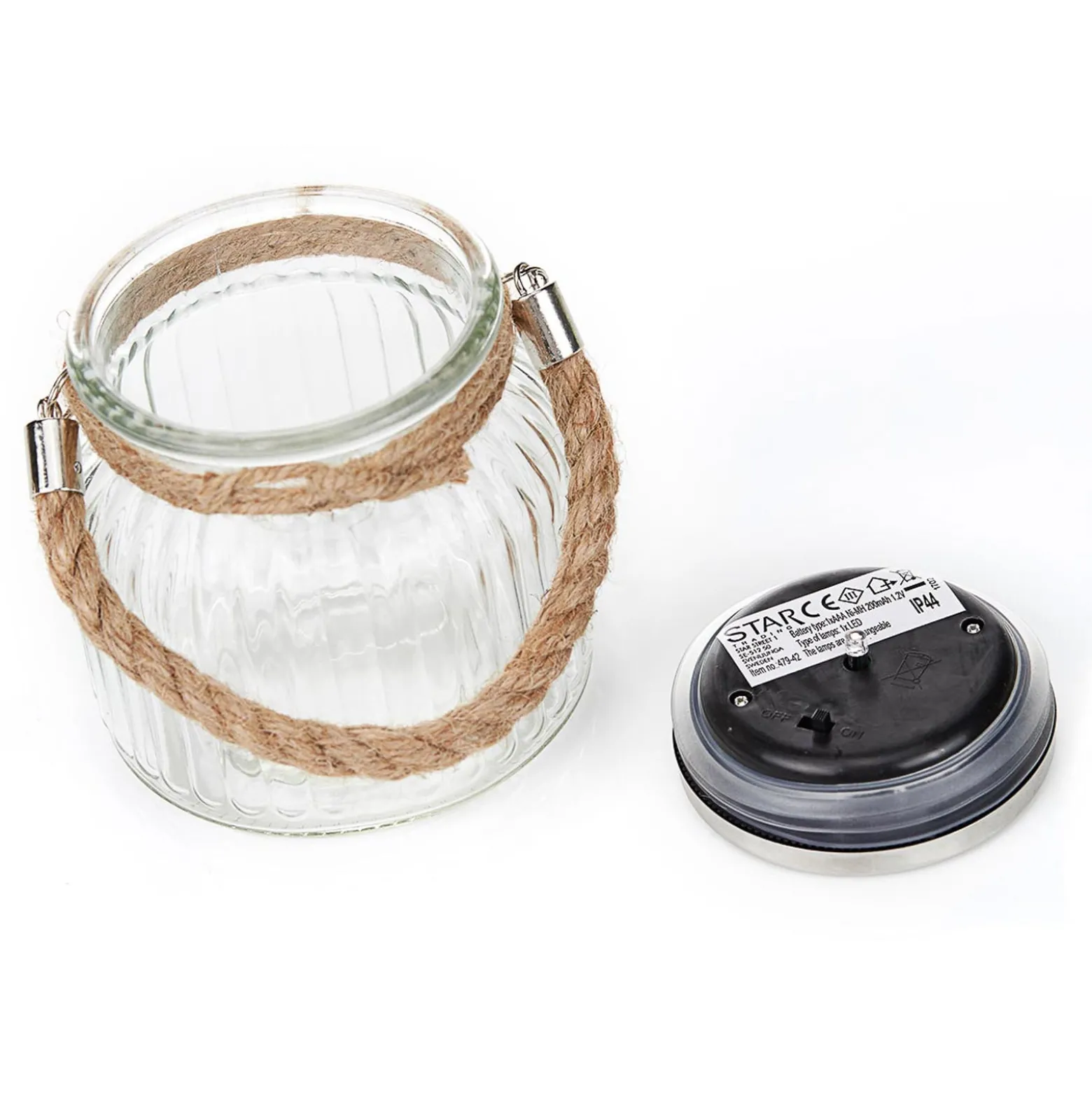 Solarbetriebene LED-Tischleuchte Jar aus Glas