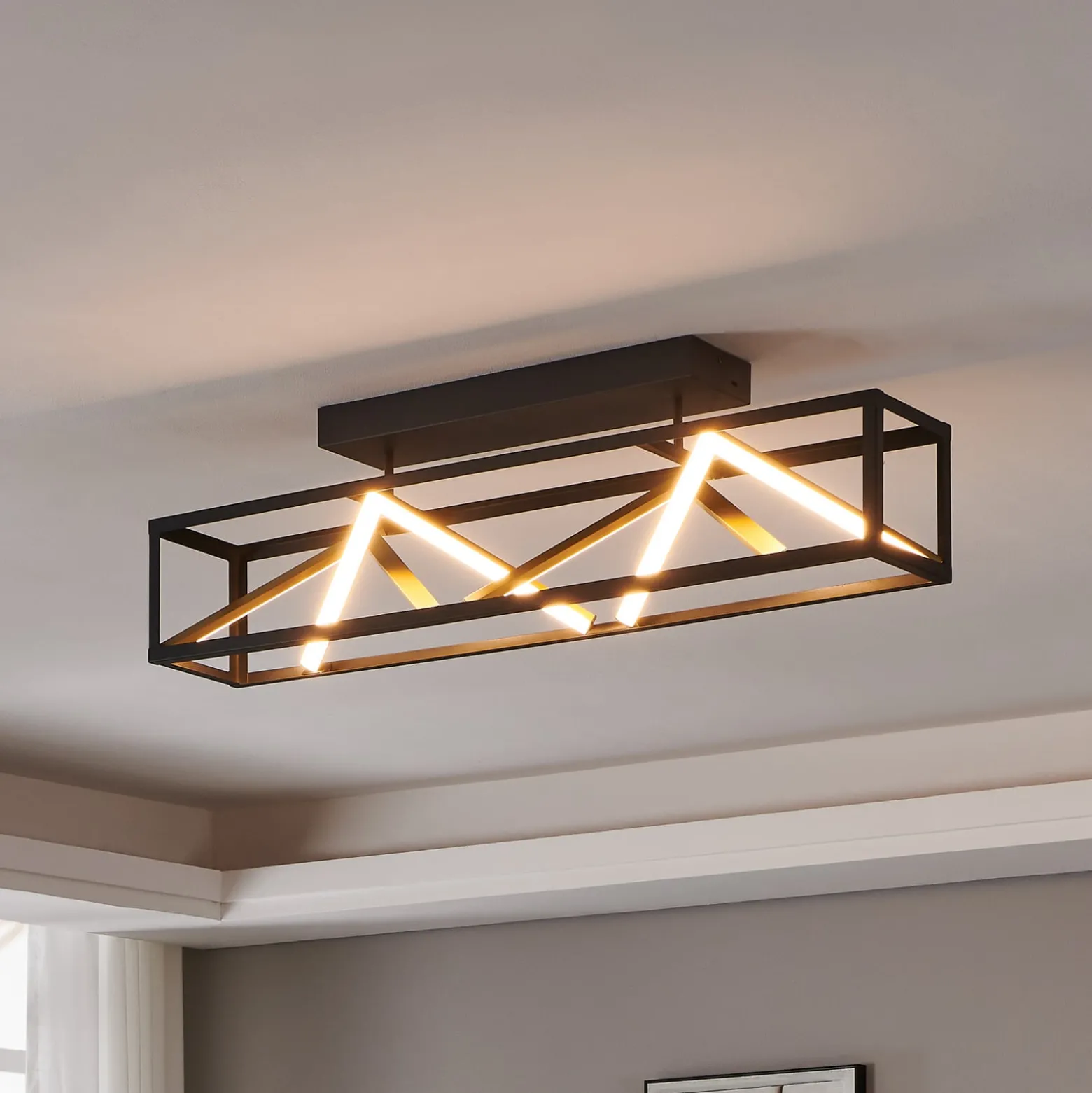 Stars of Light LED-Deckenlampe Penela schwarz/gold 87 cm CCT