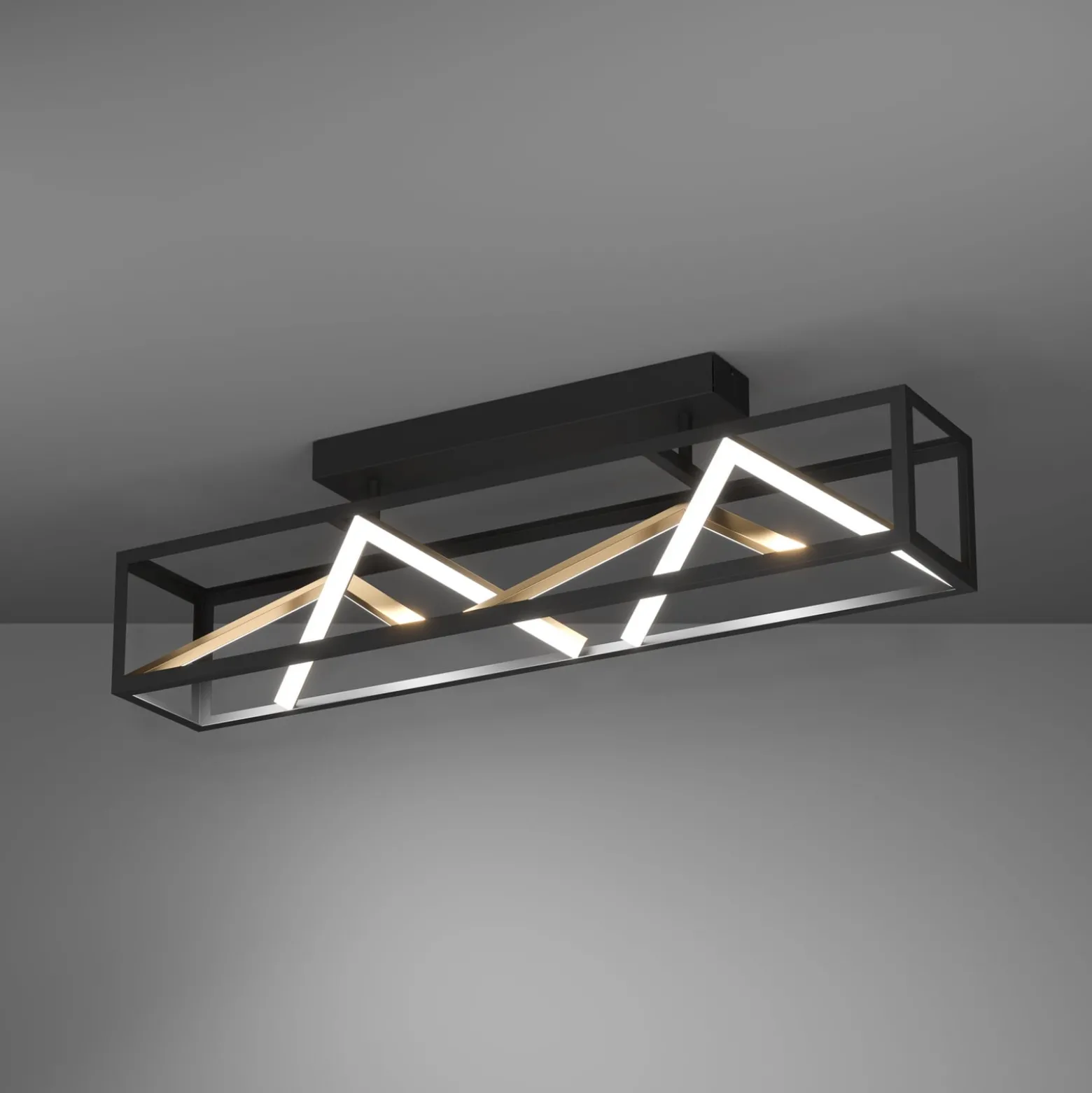 Stars of Light LED-Deckenlampe Penela schwarz/gold 87 cm CCT