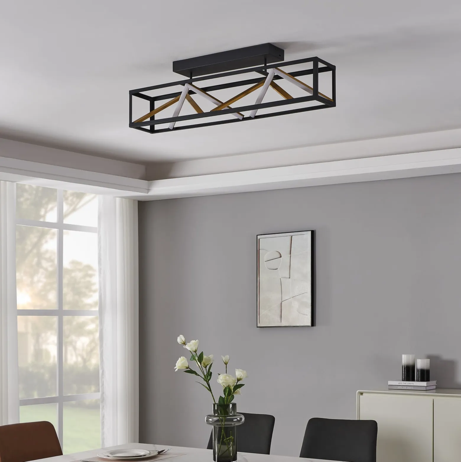 Stars of Light LED-Deckenlampe Penela schwarz/gold 87 cm CCT