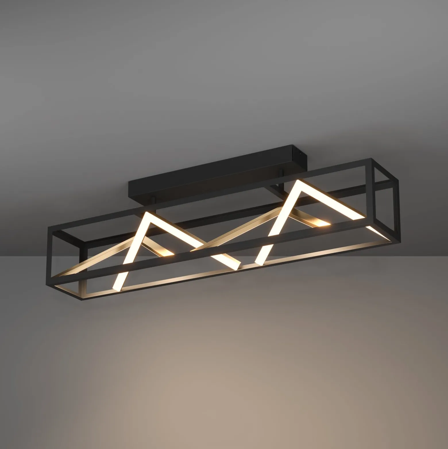 Stars of Light LED-Deckenlampe Penela schwarz/gold 87 cm CCT