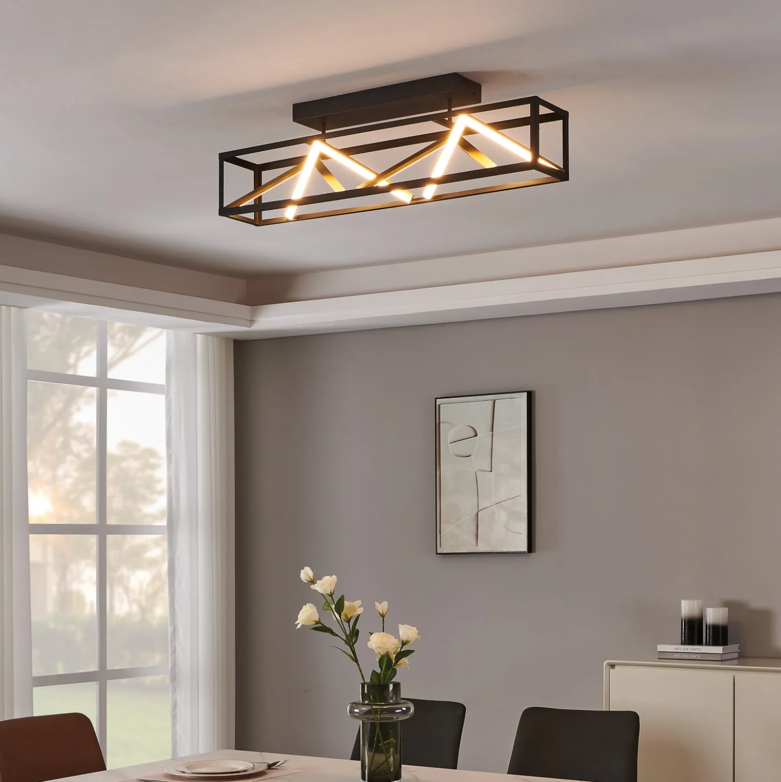 Stars of Light LED-Deckenlampe Penela schwarz/gold 87 cm CCT