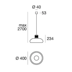Stilnovo LED-Hängelampe Trepiù, weiß/schwarz, Ø 40 cm