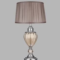 Tischlampe Greyson mit Textilschirm in Braun