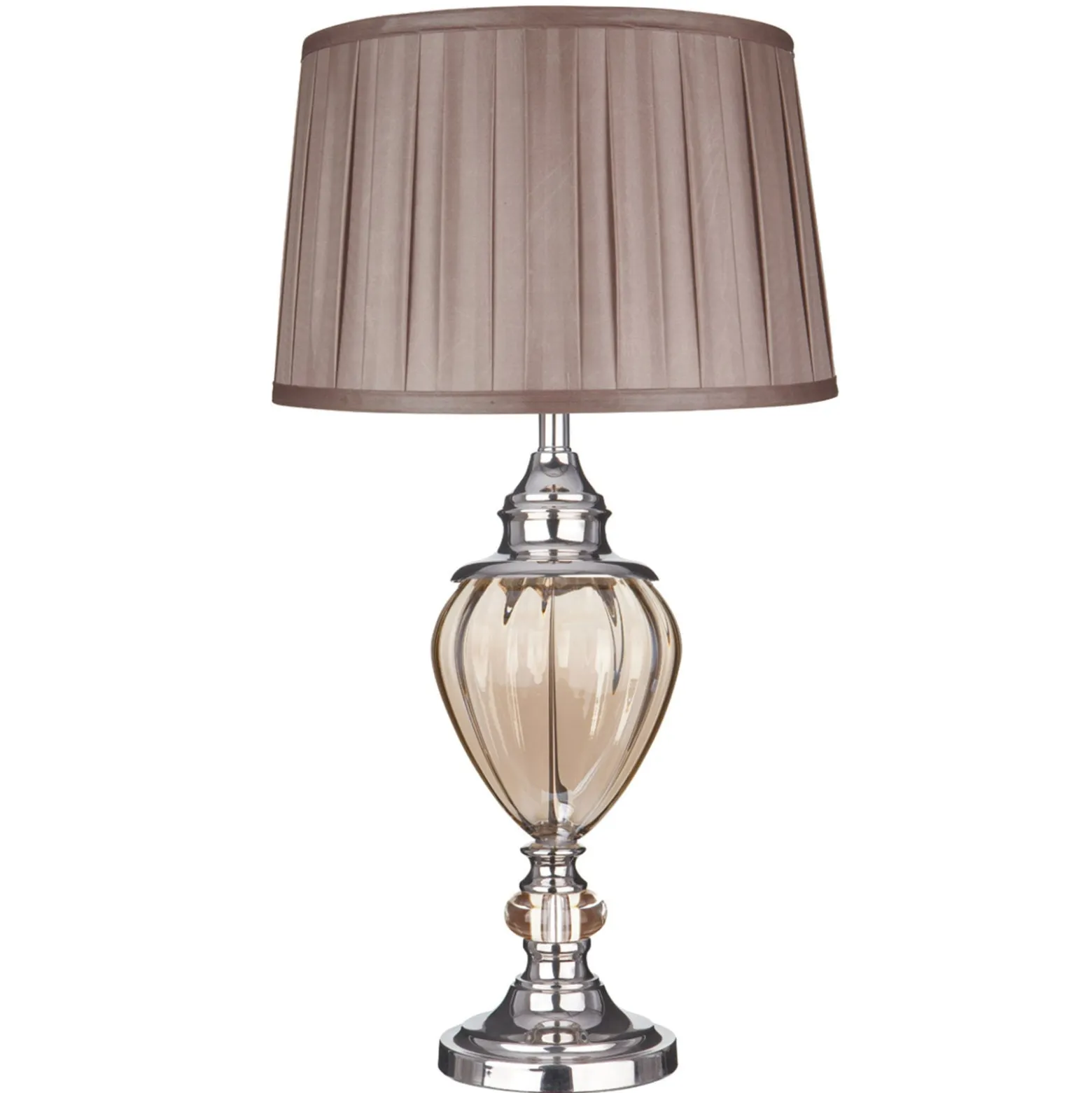 Tischlampe Greyson mit Textilschirm in Braun
