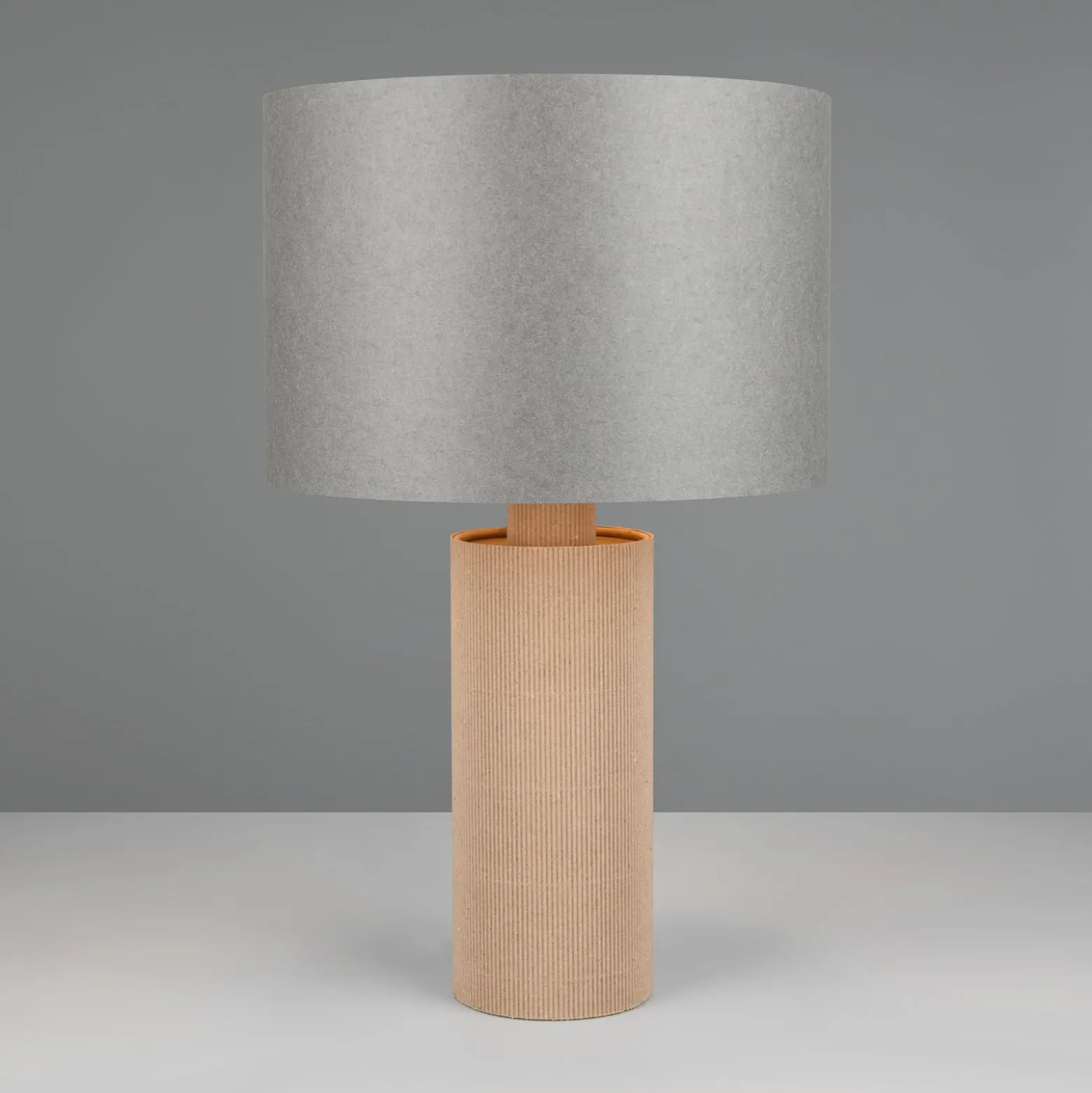 Tischleuchte Canio, Höhe 48 cm, grau/braun, Pappe, 1 x E14