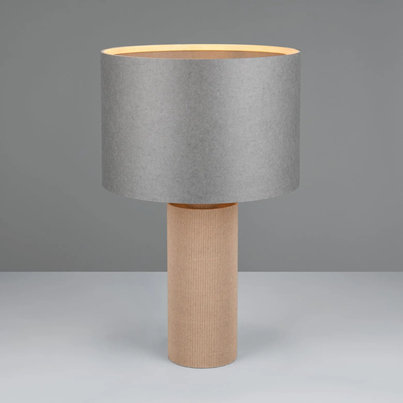 Tischleuchte Canio, Höhe 48 cm, grau/braun, Pappe, 1 x E14