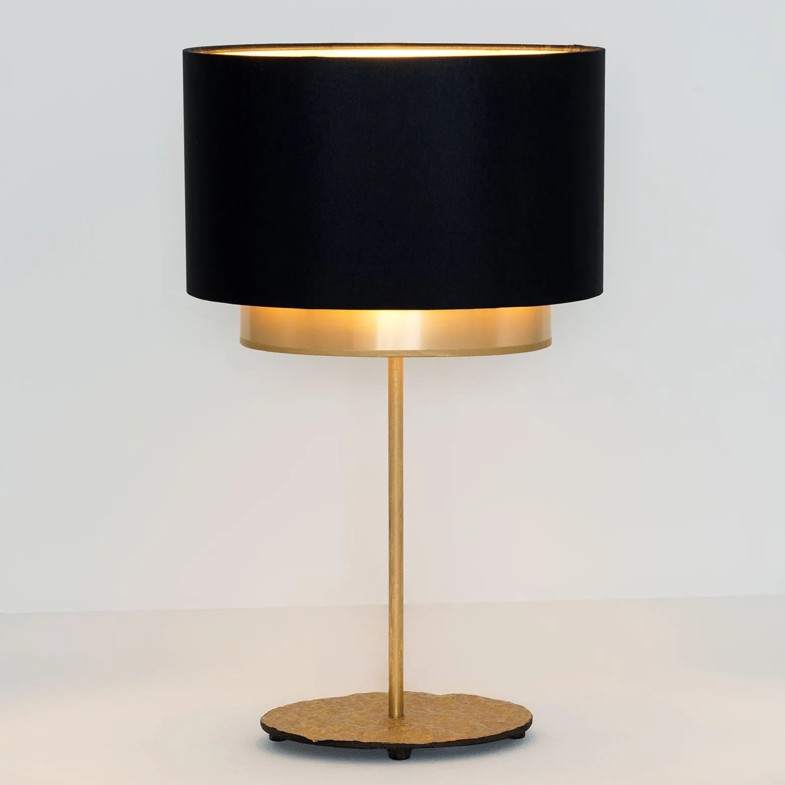 Tischleuchte Mattia, oval, doppelt, schwarz/gold
