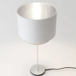 Tischleuchte Mattia, Perla silk weiß/silber