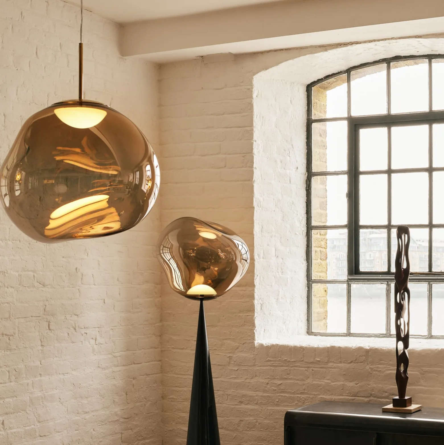 Tom Dixon LED-Hängelampe Melt, Ø 50 cm, bronzefarben