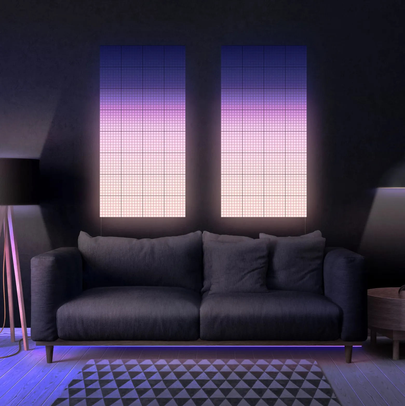 Twinkly RGB-Squares schwarz, IP20, 1+5 Starter Set