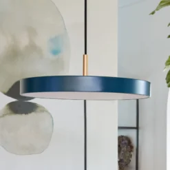 UMAGE LED-Hängeleuchte Asteria Mini, petrol/messing, Ø 31 cm