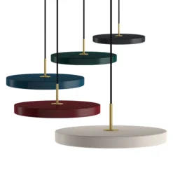 UMAGE LED-Hängeleuchte Asteria Mini, petrol/messing, Ø 31 cm