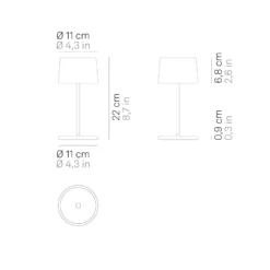 Zafferano Olivia mini 3K Akku-Tischlampe capriblau